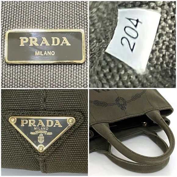 Prada 2 Way Bag Canapa Tote F22949 Khaki - Picture 4 of 10